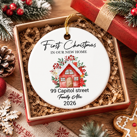 Custom Personalized Ceramic Ornament First Christmas in Our New Home 55MW5