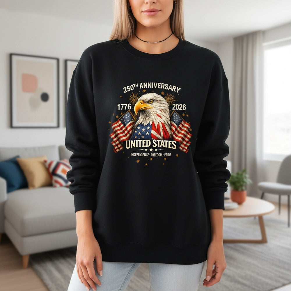 Custom Photo T-Shirt with Eagle & American Flags 250th Anniversary lifestyle photo
