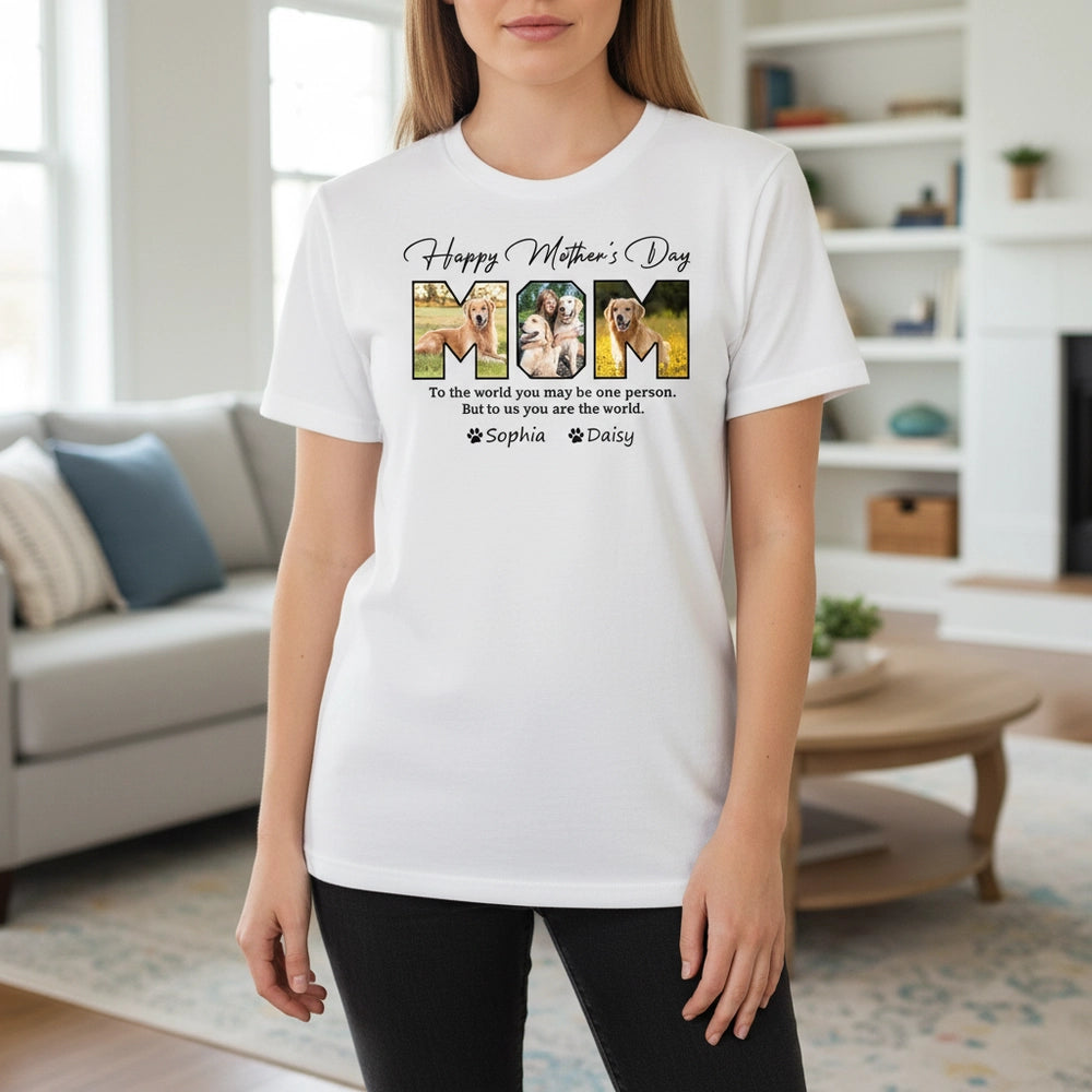 Custom Photo Upload Happy Mother's Day T-Shirt with MOM Letters lifestyle photo