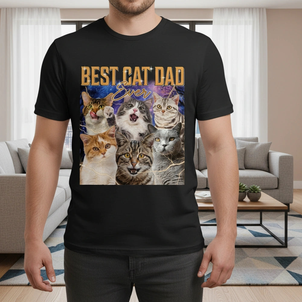 Custom Photo Upload Best Cat Dad Ever T-Shirt lifestyle photo