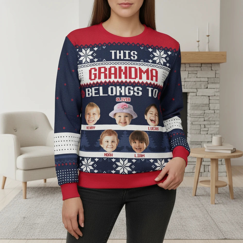 Custom Photo Upload Sweater This Grandma Belongs To - Grandma lifestyle photo