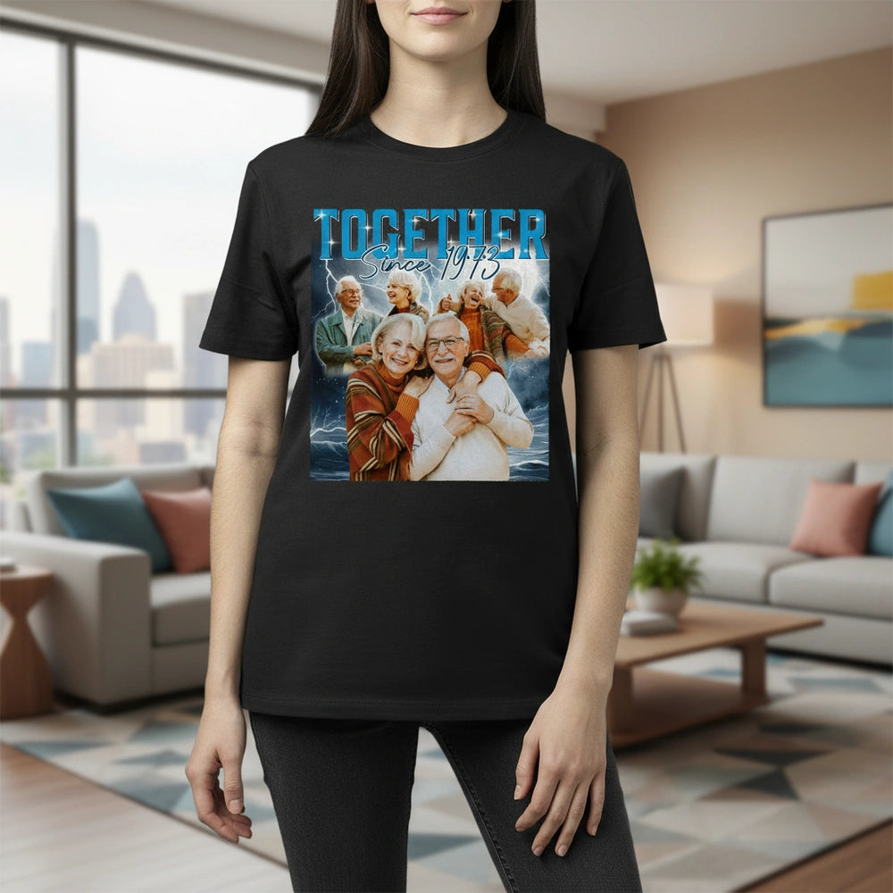 Custom Photo Upload T-Shirt with Together Since Text lifestyle photo