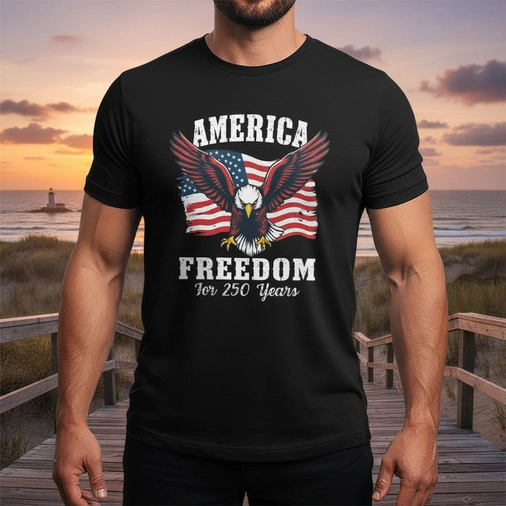 Custom Photo T-Shirt with Eagle and American Flag America Freedom lifestyle photo
