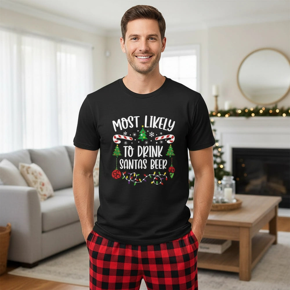 Custom Personalized Most Likely Christmas T-Shirt with Festive Icons lifestyle photo