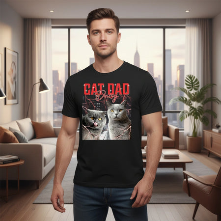 Custom Photo Upload Cat Dad Sweatshirt with Lightning Design lifestyle photo