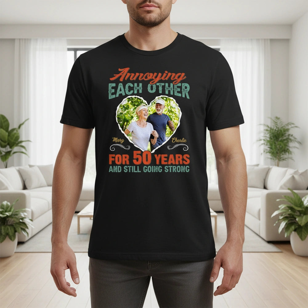 Custom Photo Upload T-Shirt with Annoying Each Other Heart Frame lifestyle photo