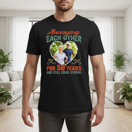 Custom Photo Upload T-Shirt with Annoying Each Other Heart Frame lifestyle photo