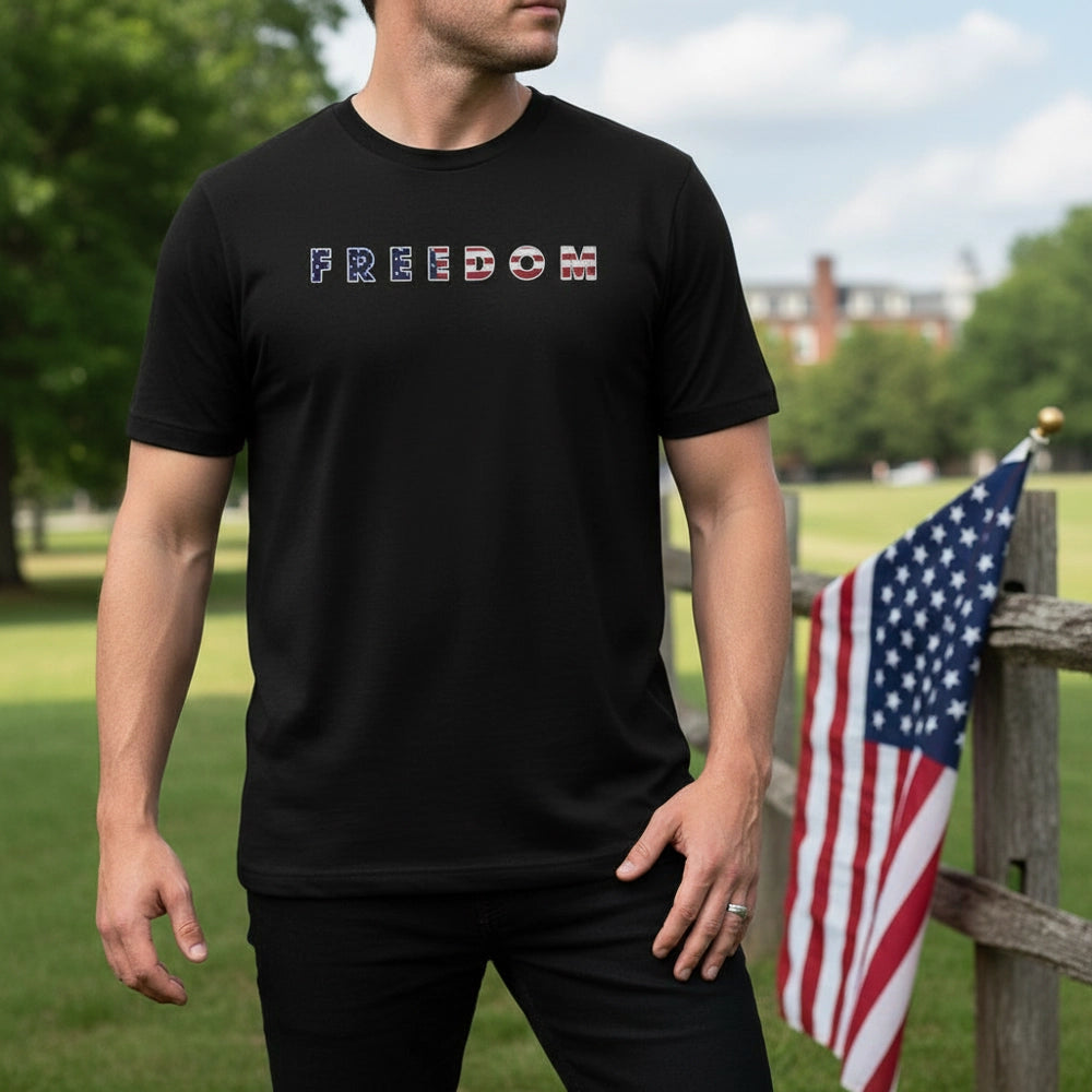 Custom Photo T-Shirt with Freedom Text and 250th Anniversary Eagle lifestyle photo