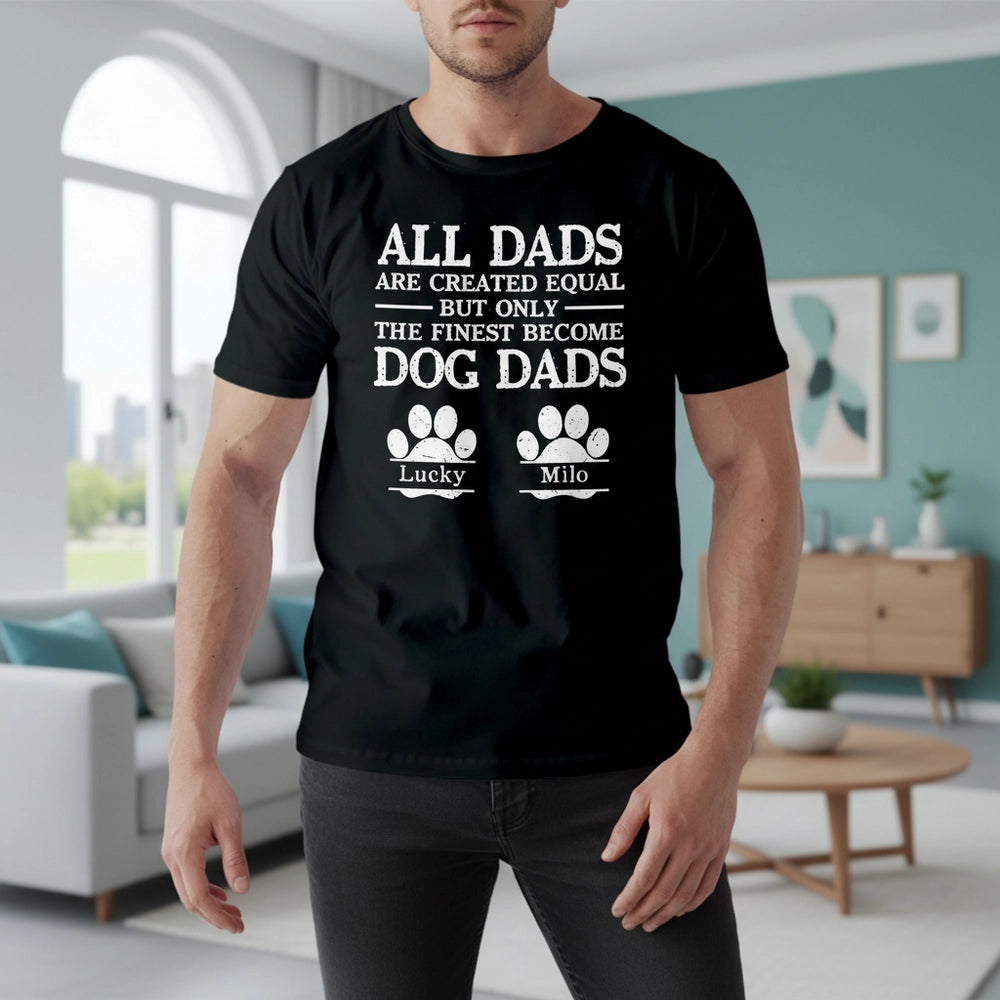 Custom Personalized Dog Dad T-Shirt with Paw Prints lifestyle photo