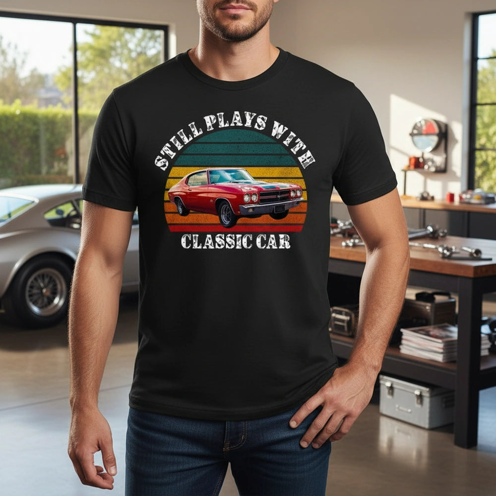Custom Photo T-Shirt Still Plays with Classic Car Retro Sunset lifestyle photo