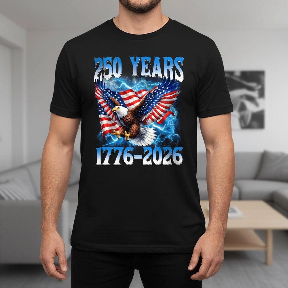 Custom Photo Upload Hoodie with 250 Years Eagle & American Flag lifestyle photo