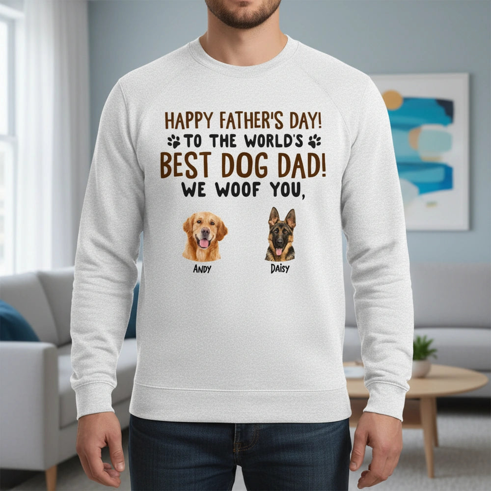 Custom Photo Upload Hoodie with Dog Dad Father's Day Design lifestyle photo