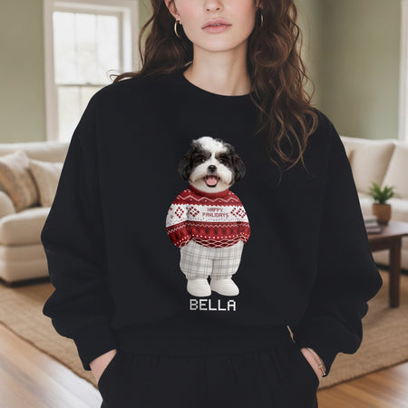 Custom Photo Dog Christmas Sweatshirt Personalized Pet Holiday Gift BELLA lifestyle photo