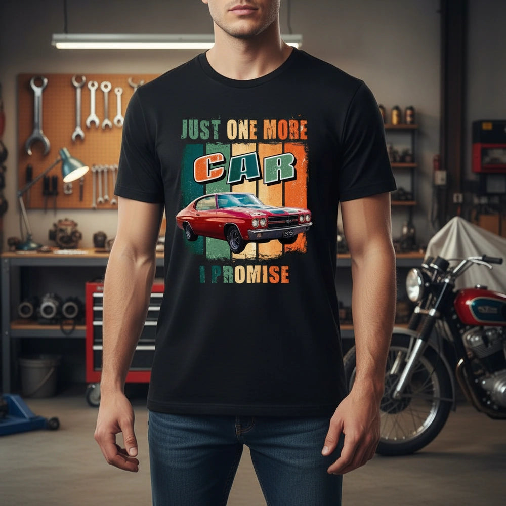 Custom Photo Upload T-Shirt with Just One More Car I Promise Text lifestyle photo
