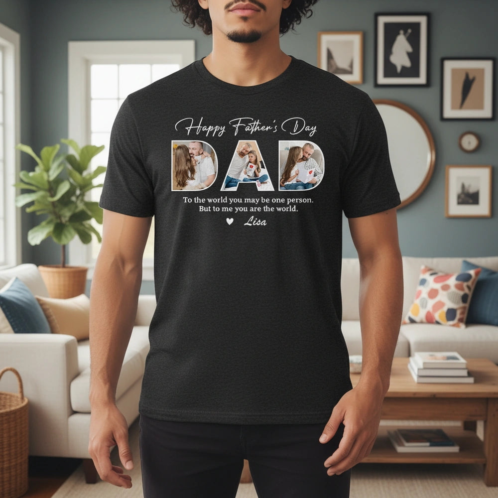 Custom Photo Upload Hoodie with Happy Father's Day Design lifestyle photo