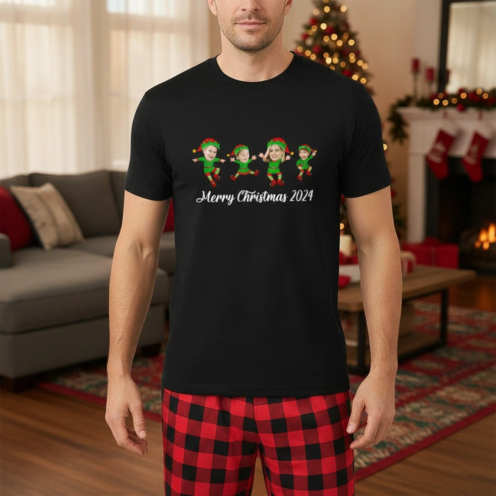 Custom Photo Upload T-Shirt with Elf Graphics - Merry Christmas lifestyle photo