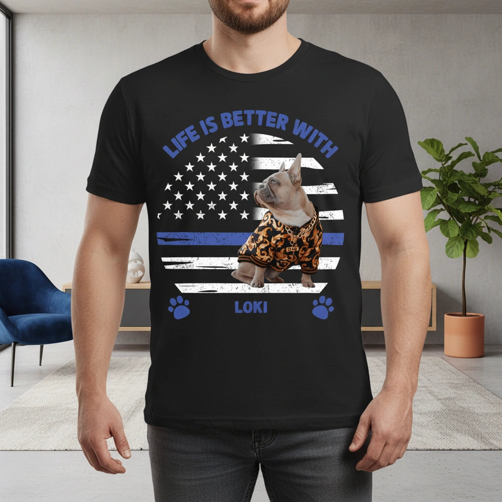 Thin Blue Line Custom T-Shirt For Polices Dog Lovers lifestyle photo