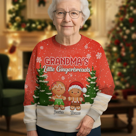 Custom Personalized Grandma's Little Gingerbreads Christmas Sweatshirt lifestyle photo
