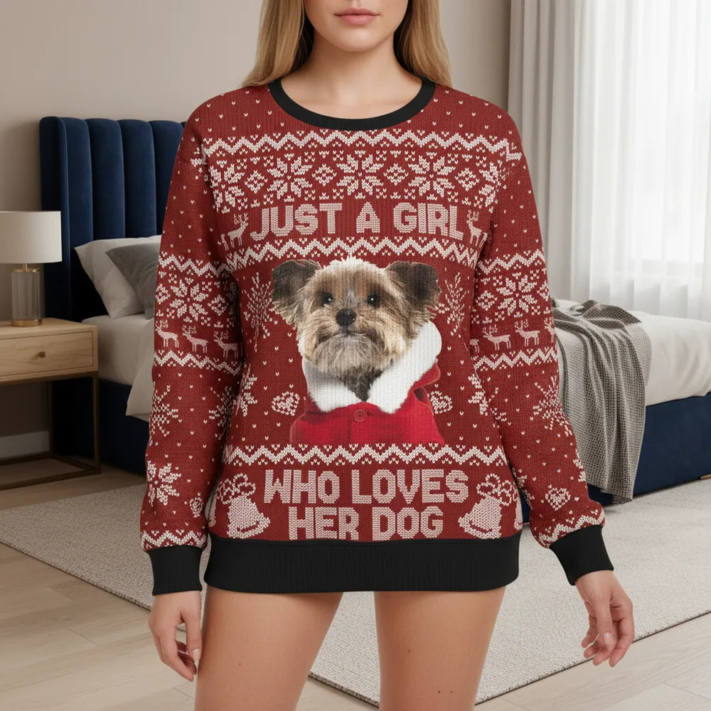 Custom Photo Upload Just a Girl Who Loves Her Dog Sweater lifestyle photo