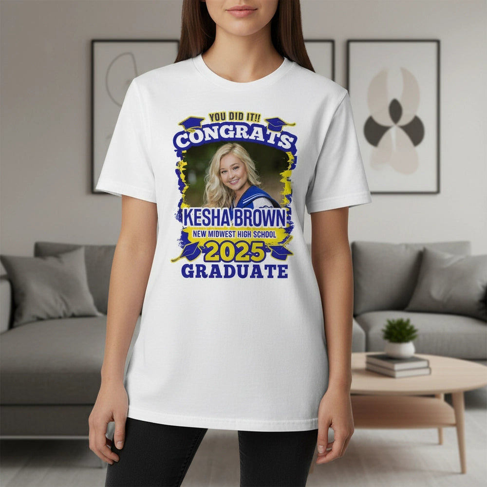 Custom Photo Upload Graduation Hoodie with Congrats Design lifestyle photo