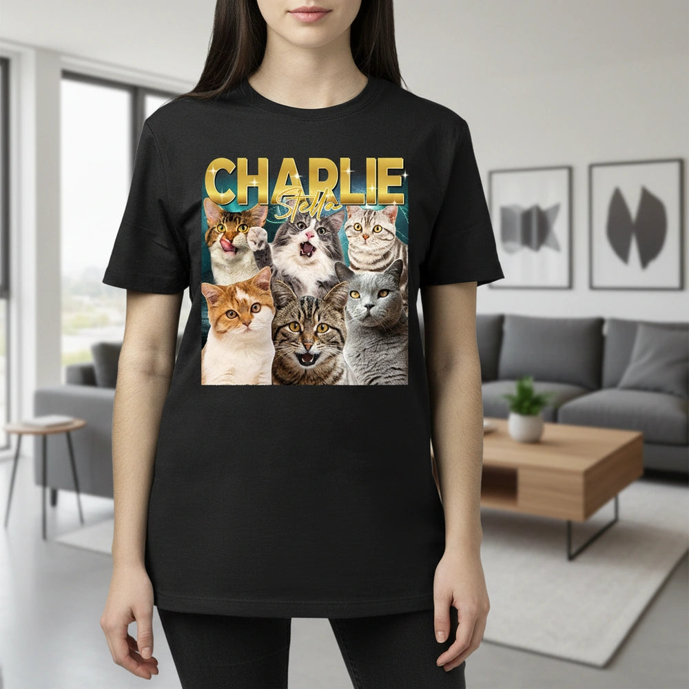 Custom Photo Upload Cat Collage T-Shirt lifestyle photo