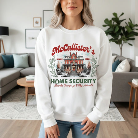 Custom Personalized Home Security Sweatshirt with Holiday House Design lifestyle photo