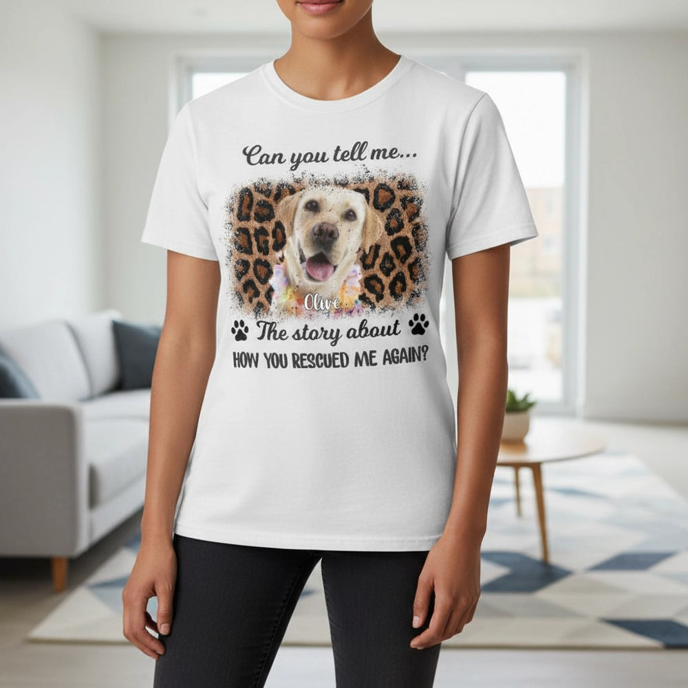Custom Photo T-Shirt with Leopard Print Frame & Paw Prints lifestyle photo