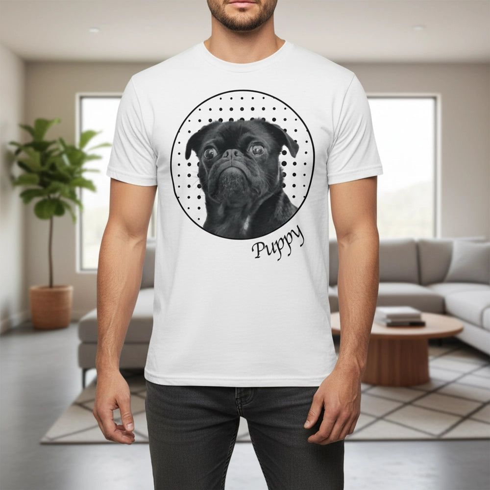 Custom Photo Upload T-Shirt with Polka Dot Circle Design lifestyle photo