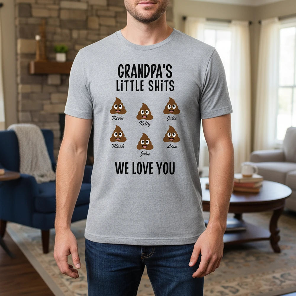Custom Personalized T-Shirt with Grandpa's Little Shits We Love You lifestyle photo
