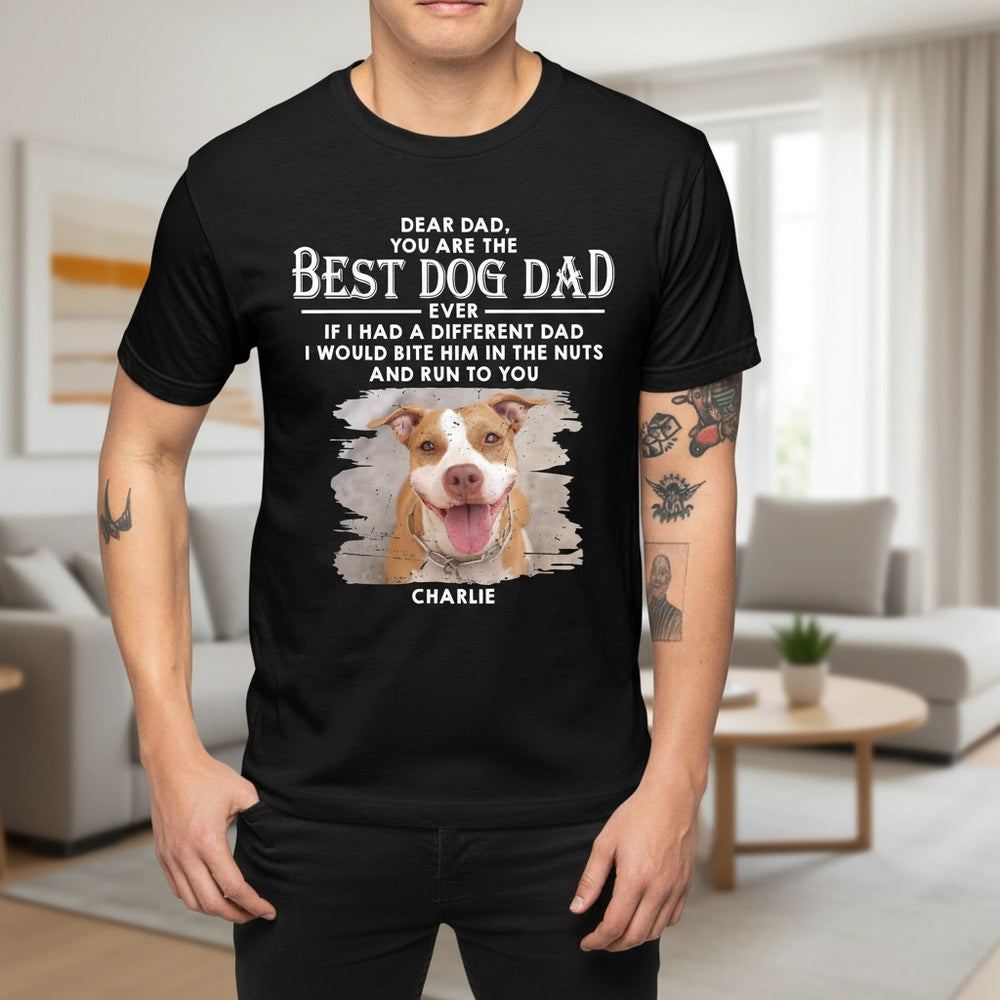 Dogs Run To You Personalized Custom Photo Dog Dad T-Shirt lifestyle photo
