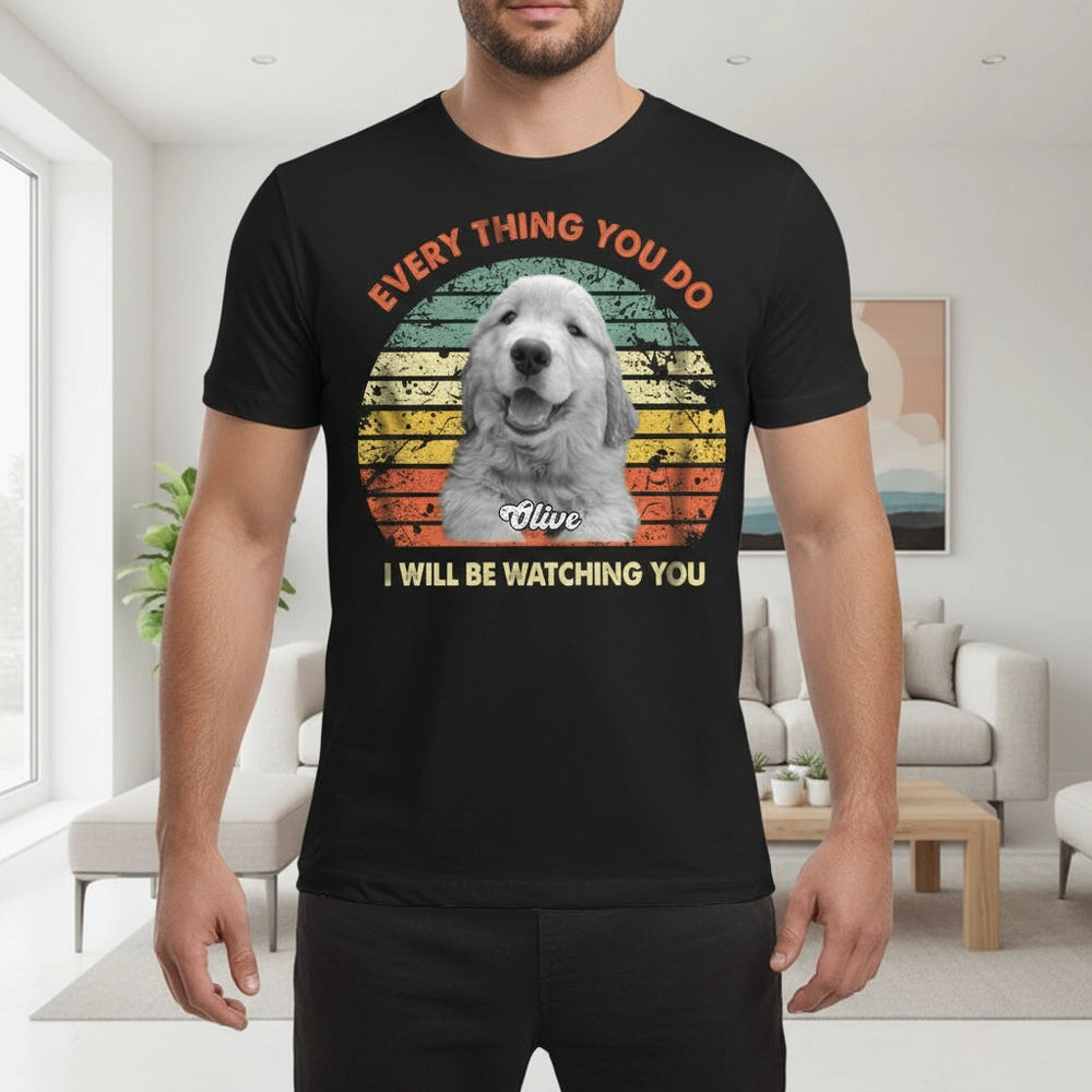 Custom Photo Upload T-Shirt with Retro Sunset I Will Be Watching You lifestyle photo