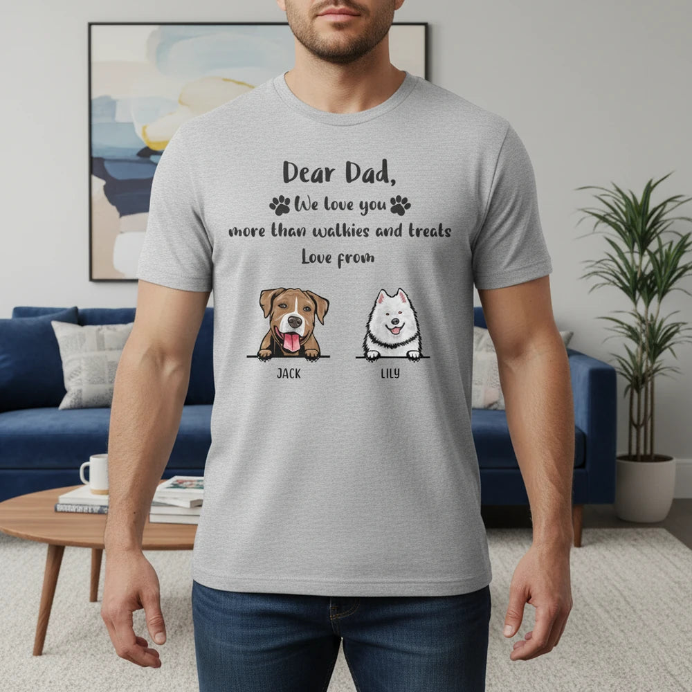 Custom Personalized Dog T-Shirt with Paw Prints for Dad lifestyle photo