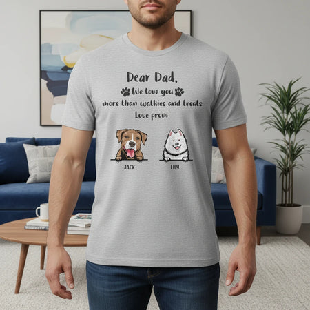 Custom Personalized Dog T-Shirt with Paw Prints for Dad lifestyle photo