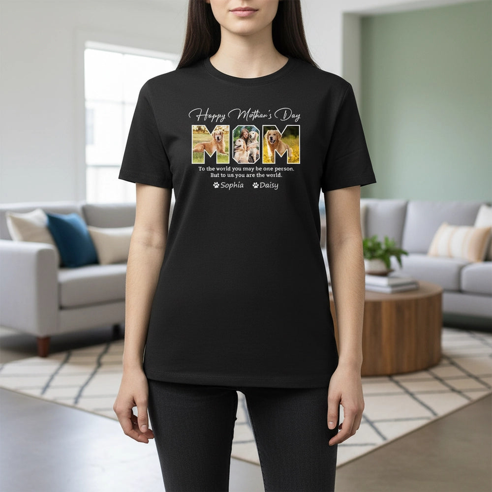 Custom Photo Upload Happy Mother's Day T-Shirt with MOM Photo Collage lifestyle photo