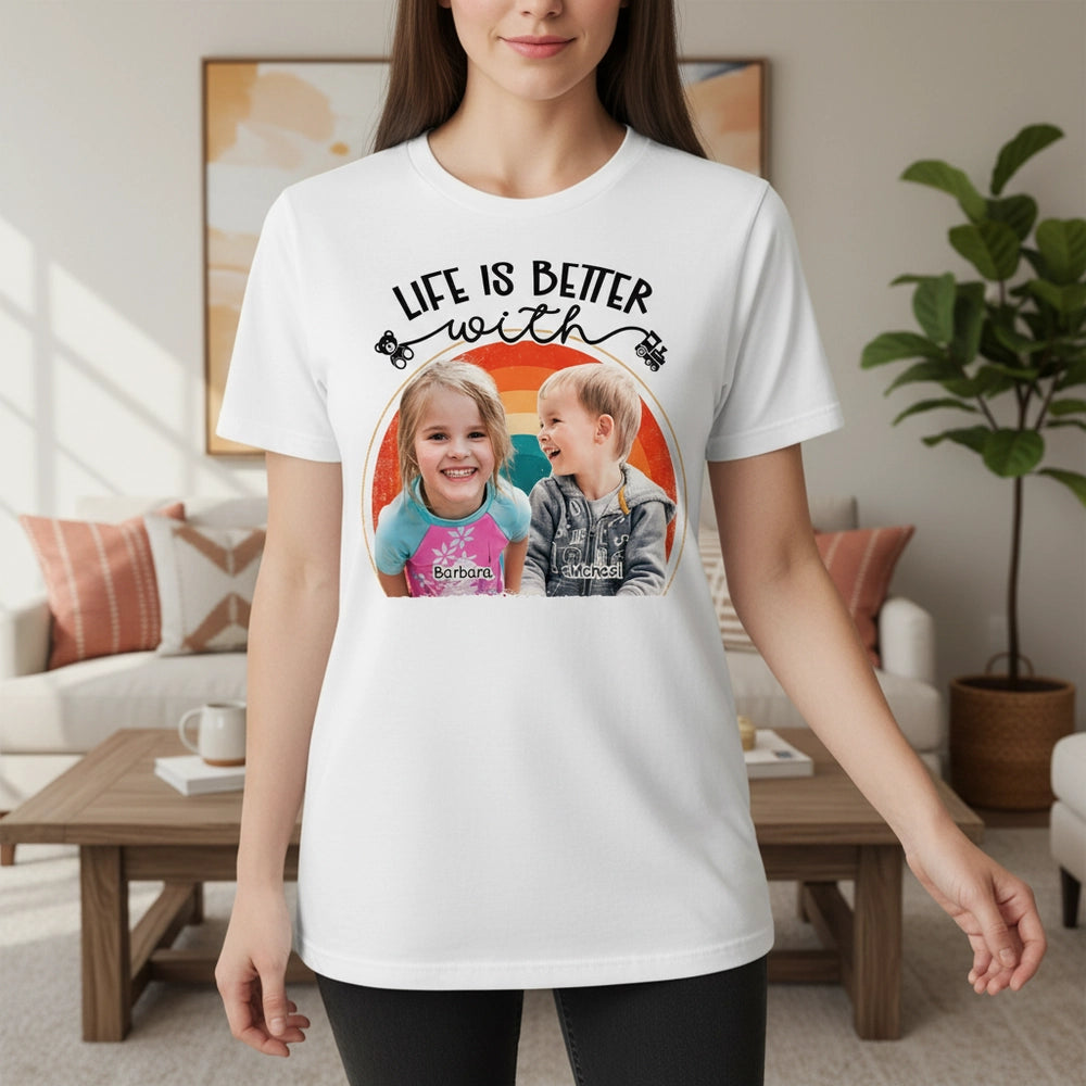 Custom Photo Upload T-Shirt with Life Is Better With Retro Circle lifestyle photo
