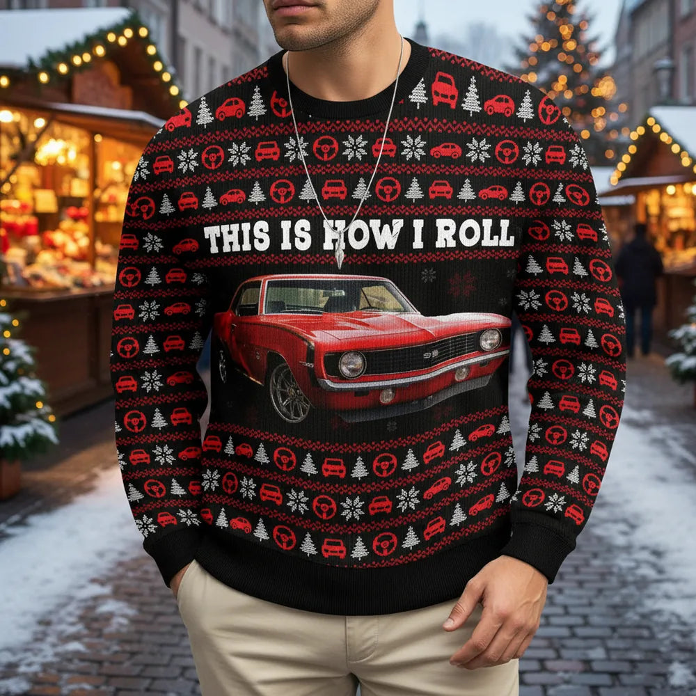 Custom Photo Upload Sweater This Is How I Roll Red Muscle Car lifestyle photo