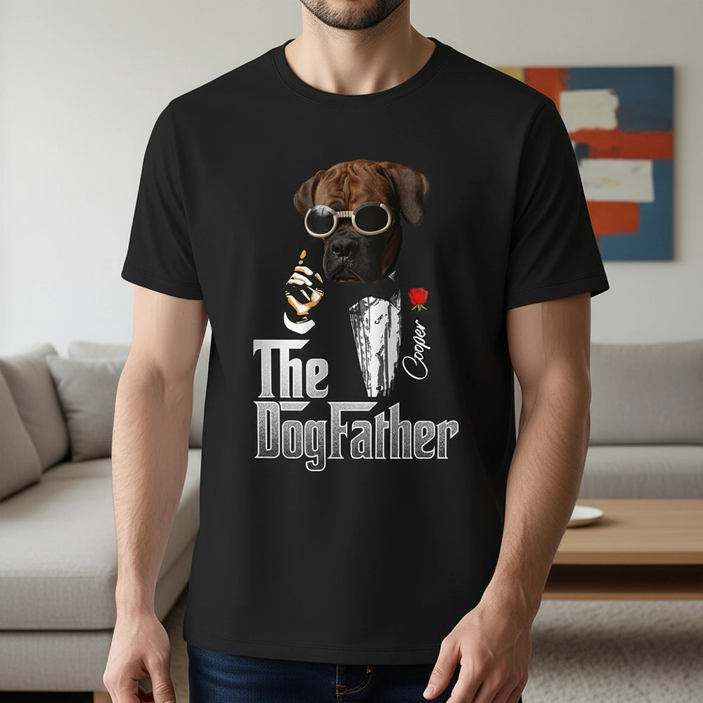 Custom Photo Upload The DogFather T-Shirt with Dog in Tuxedo lifestyle photo