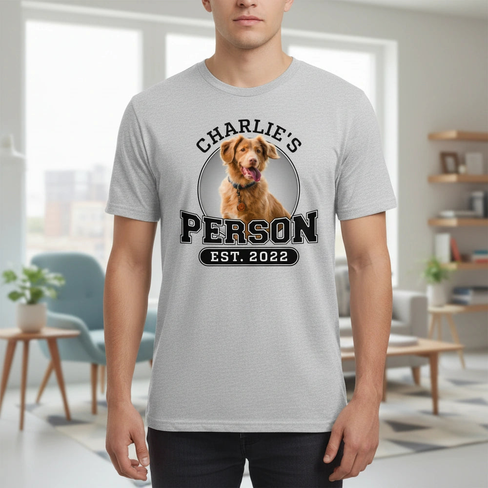 Custom Personalized Photo Upload T-Shirt with Circle Badge Design lifestyle photo