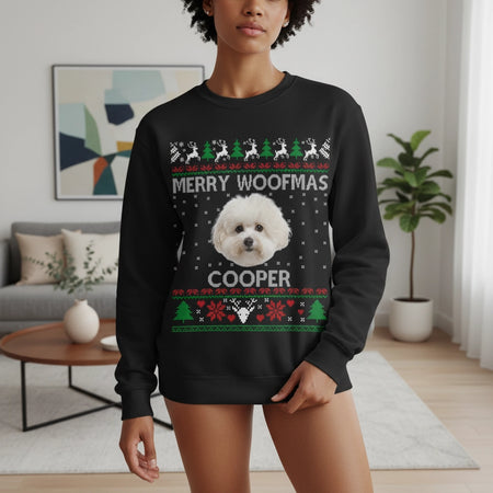 Custom Photo Upload Merry Woofmas Ugly Christmas Sweatshirt lifestyle photo
