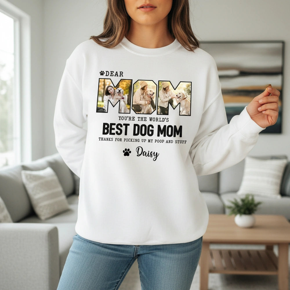 Custom Photo Upload Hoodie for Dog Moms with Paw Print Design lifestyle photo