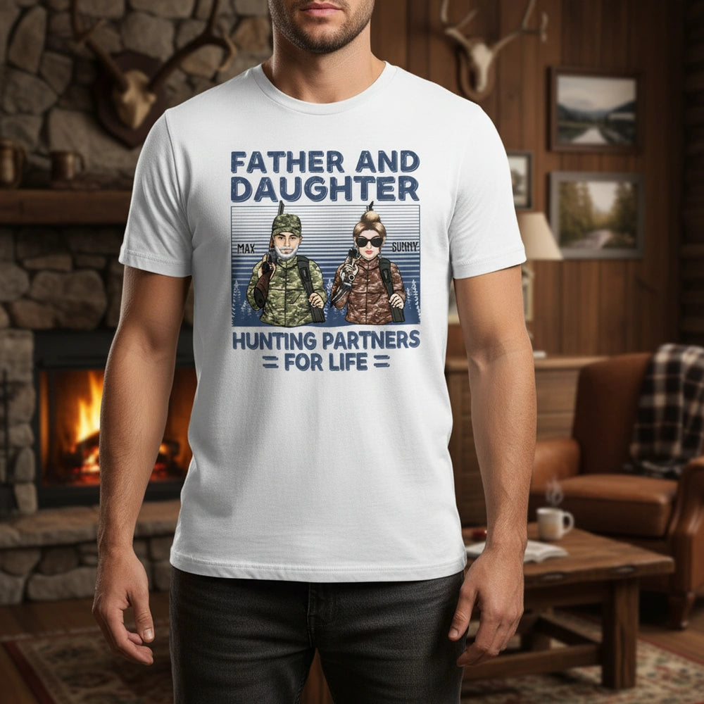 Custom Personalized T-Shirt Father and Daughter Hunting Partners for Life lifestyle photo