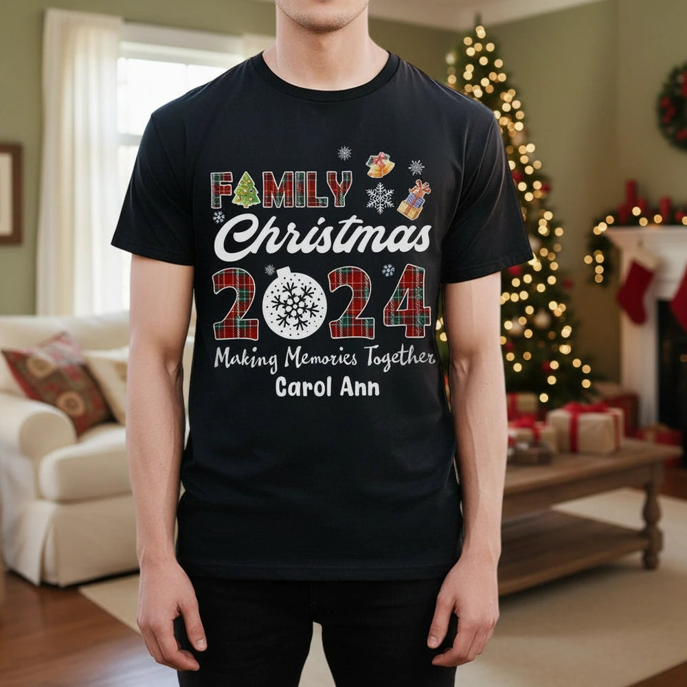 Custom Personalized Family Christmas T-Shirt Making Memories Together lifestyle photo