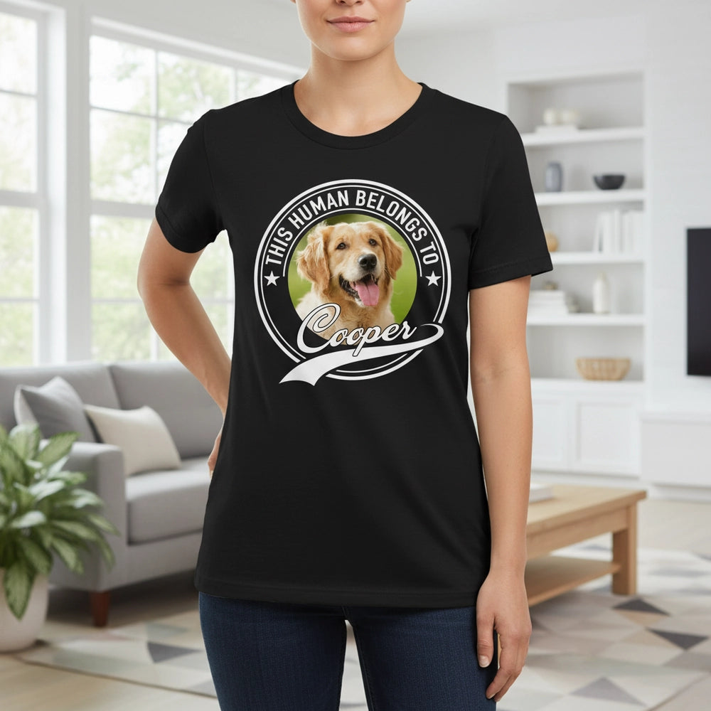 Human Belongs To Dog Cat Custom Photo Pet Backside Shirt lifestyle photo