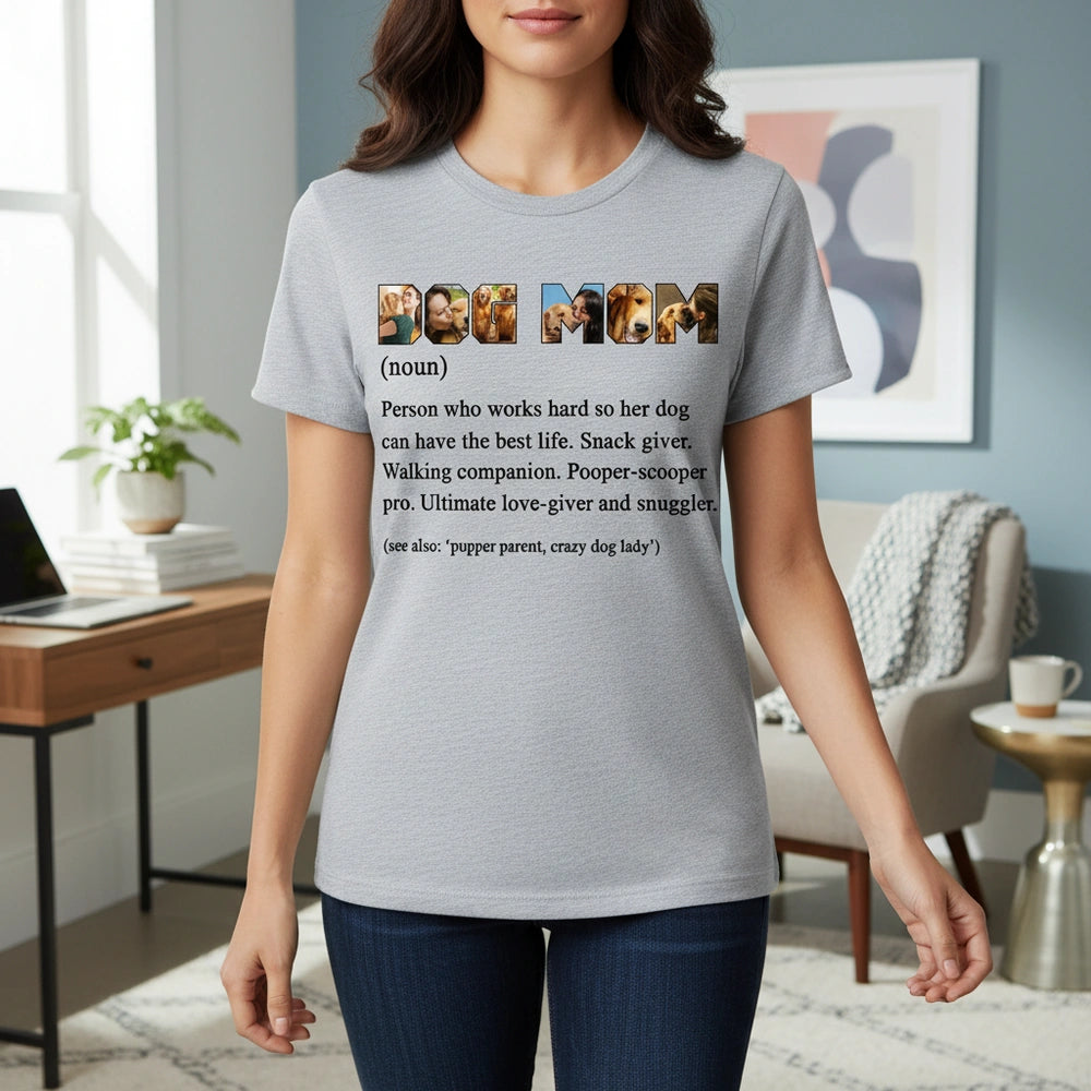 Custom Photo Upload Dog Mom Definition T-Shirt lifestyle photo