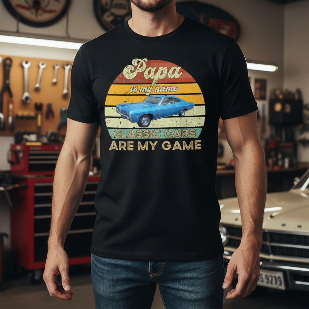 Custom Personalized T-Shirt with Vintage Sunset and Classic Car lifestyle photo