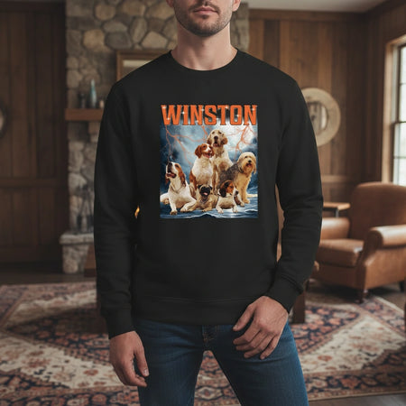 Custom Photo Upload Sweatshirt with Lightning Background lifestyle photo