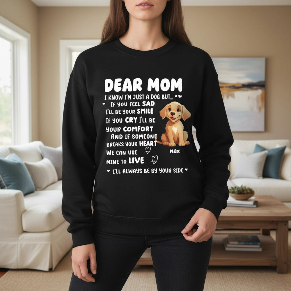 Custom Personalized Hoodie with Dear Mom Dog Message lifestyle photo