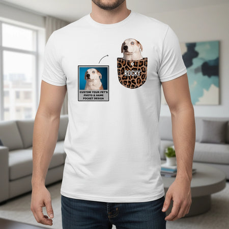 Custom Photo Upload T-Shirt with Leopard Print Pocket lifestyle photo