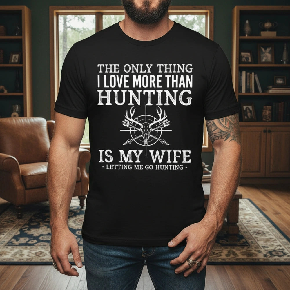 Custom Personalized Hunting T-Shirt with Deer Skull & Arrows lifestyle photo
