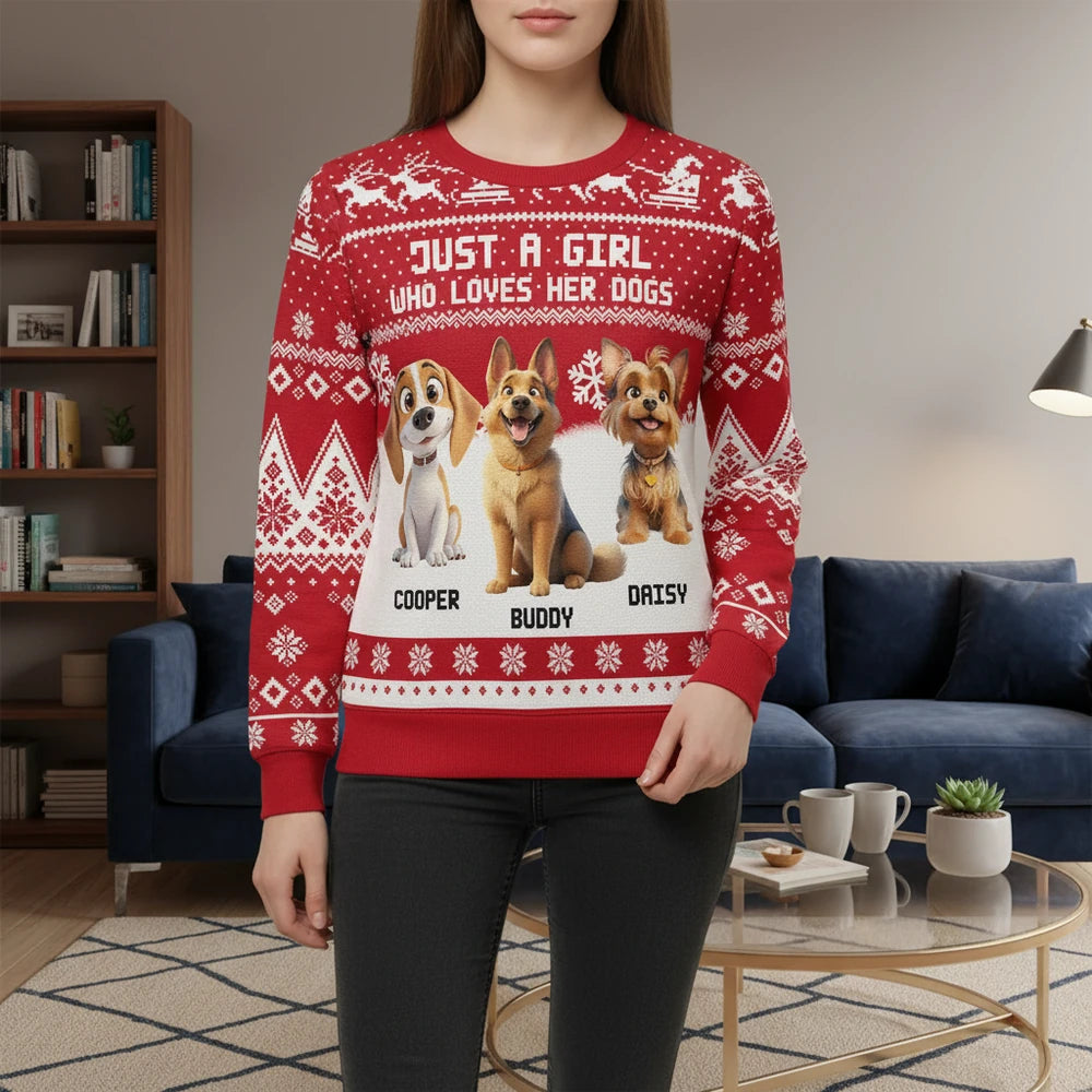 Custom Personalized Just A Girl Who Loves Her Dogs Sweater lifestyle photo